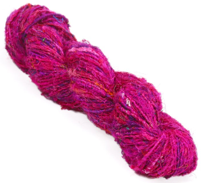 Recycled Sari Silk Yarn-Yarn-Hot Pink-