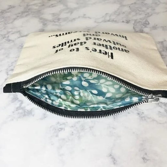 Pretty Clever Words Canvas Zippered Bag - Paradise Fibers