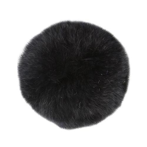 Rabbit Fur Pom Poms 2.5" - Black - Paradise Fibers