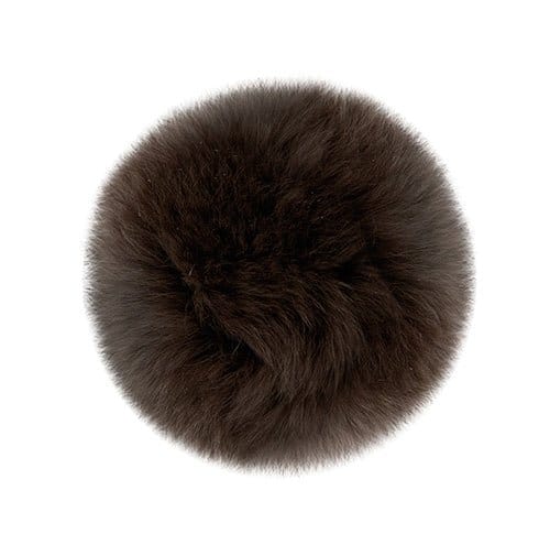 Rabbit Fur Pom Poms 2.5" - Brown - Paradise Fibers