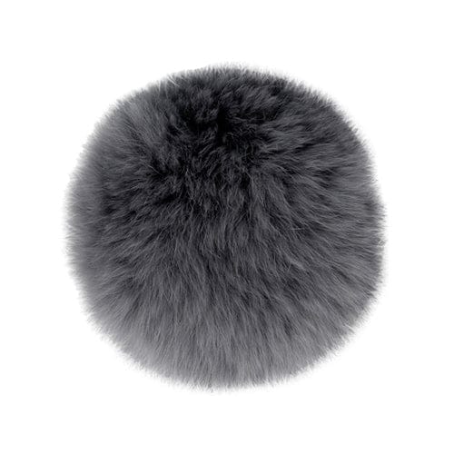 Rabbit Fur Pom Poms 2.5" - Grey - Paradise Fibers