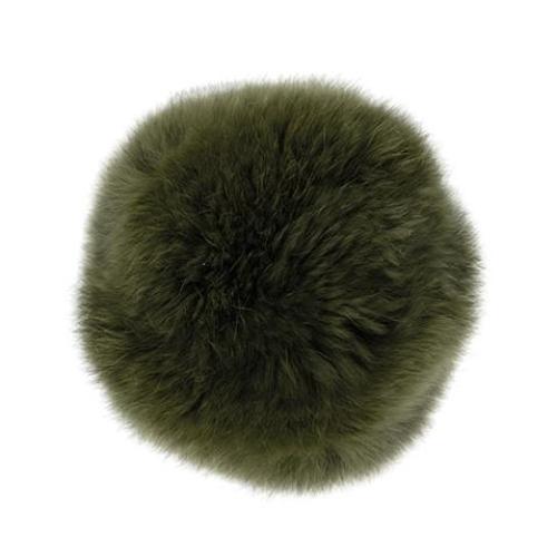 Rabbit Fur Pom Poms 2.5" - Khaki - Paradise Fibers