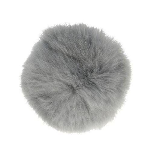 Rabbit Fur Pom Poms 2.5" - Light Grey - Paradise Fibers