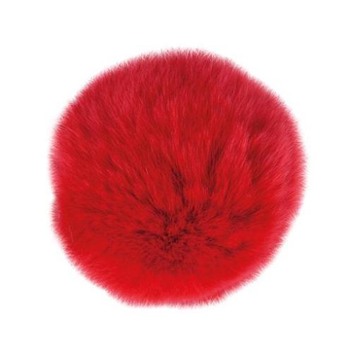 Rabbit Fur Pom Poms 2.5" - Red - Paradise Fibers