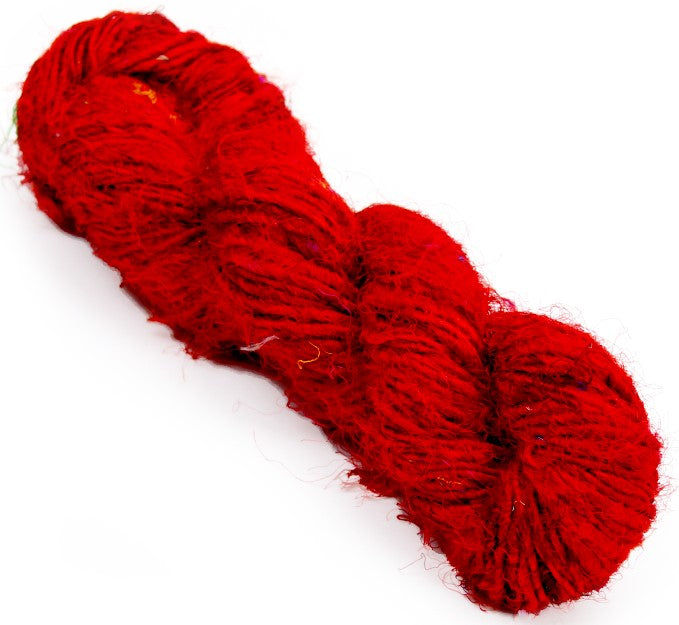 Recycled Sari Silk Yarn-Yarn-Red-