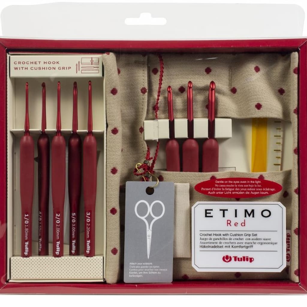 Tulip Etimo Red Crochet Hook with Cushion Grip Set - Paradise Fibers