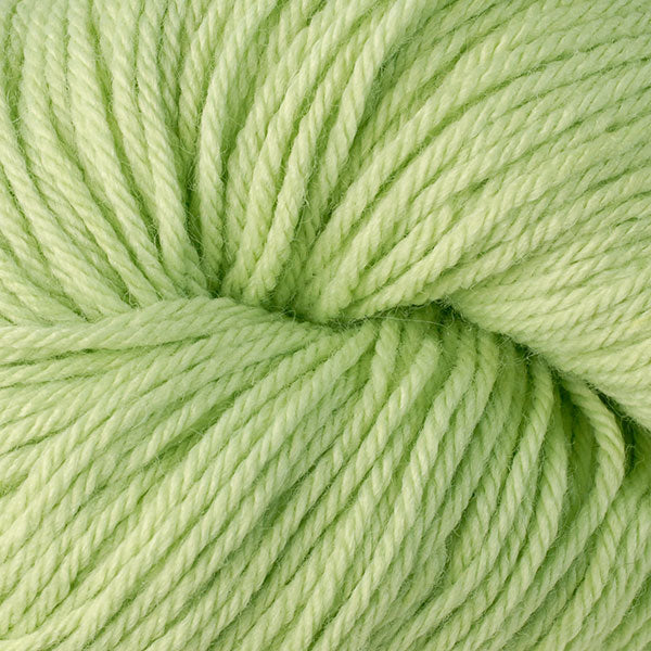 Berroco Vintage Worsted weight yarn in the color Kiwi 5124, a light spring green.