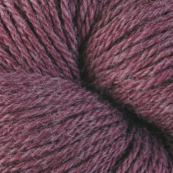 Berroco Vintage DK weight yarn in the color Grape Twist 2198, a warm heathered purple.