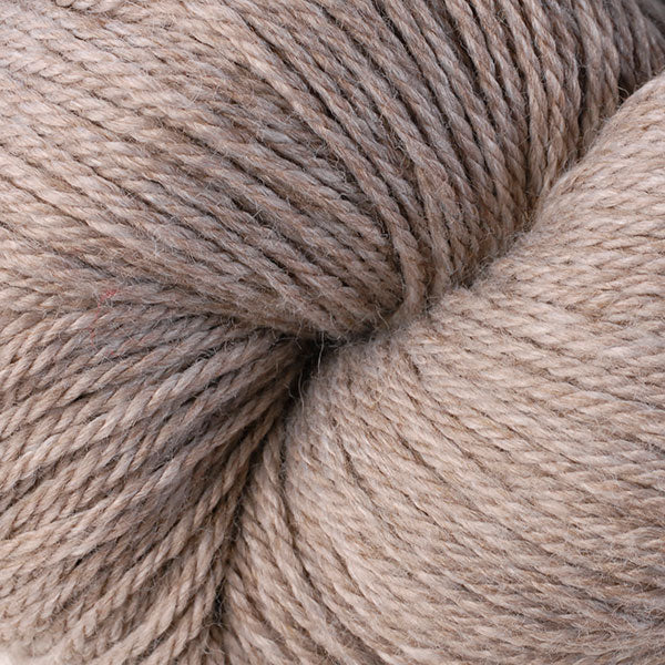 Berroco Vintage DK weight yarn in the color Oats 2105, a light heathered brown.