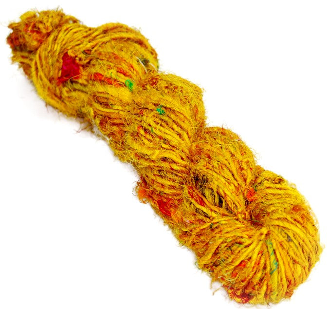 Recycled Sari Silk Yarn-Yarn-Yellow-