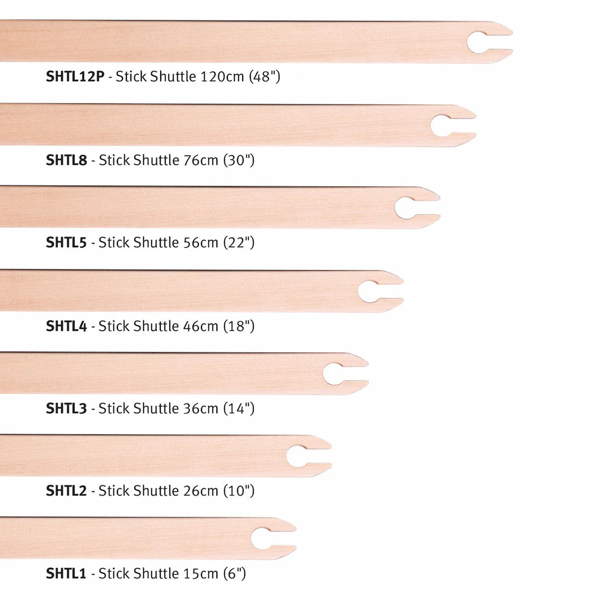 Ashford Stick Shuttles – Unfinished & Finished Weaving Shuttles in 6" to 48" Lengths