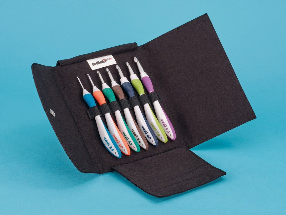 Crochet hooks in aluminum, bamboo, ergonomic, and Tunisian styles plus sets
