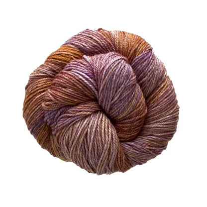 Ball of brown and purple yarn.