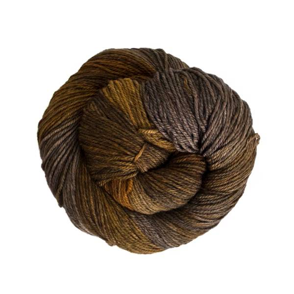 Ball of brown and gold yarn.