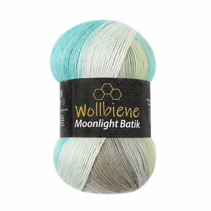 Wollbiene Moonlight Batik - Lot de 5 pelotes de laine à tricoter de 100 g -  500 g au total - 20% laine turque - Dégradé de couleur (4050 turquoise,  gris beige) : : Cuisine et Maison