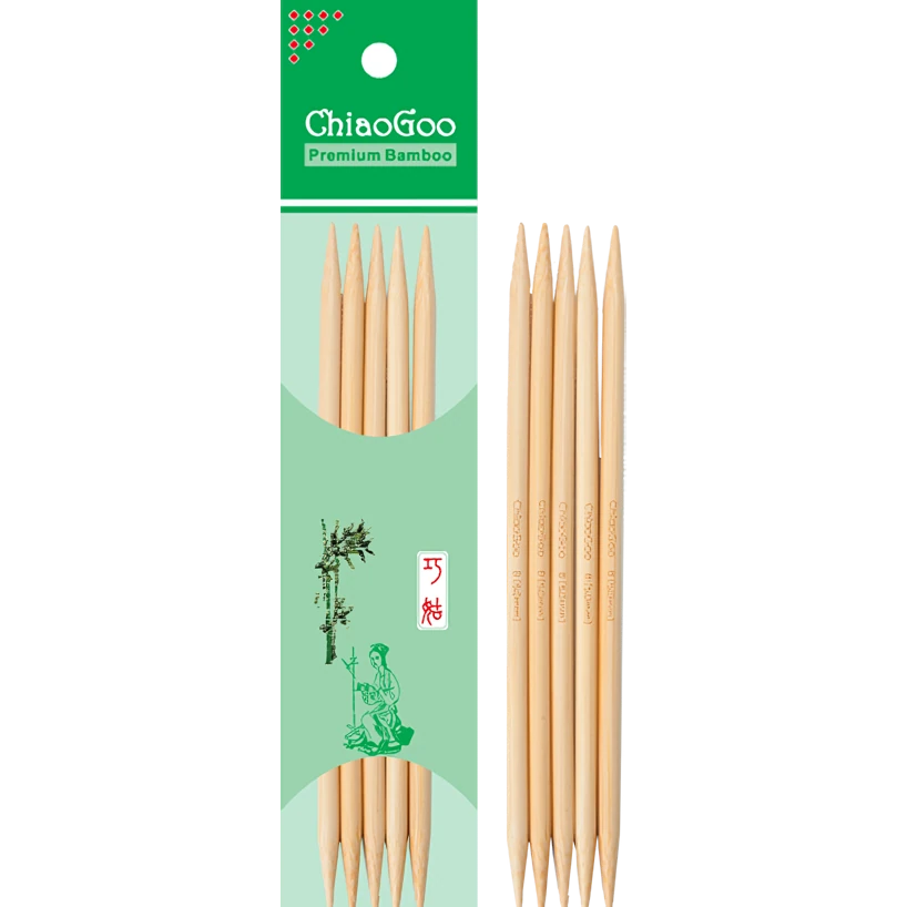 Knitting needles in a green package.