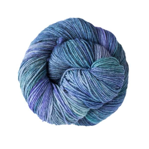 Ball of blue and teal yarn.