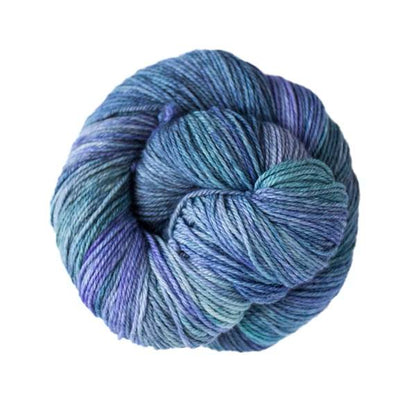Ball of blue and teal yarn.