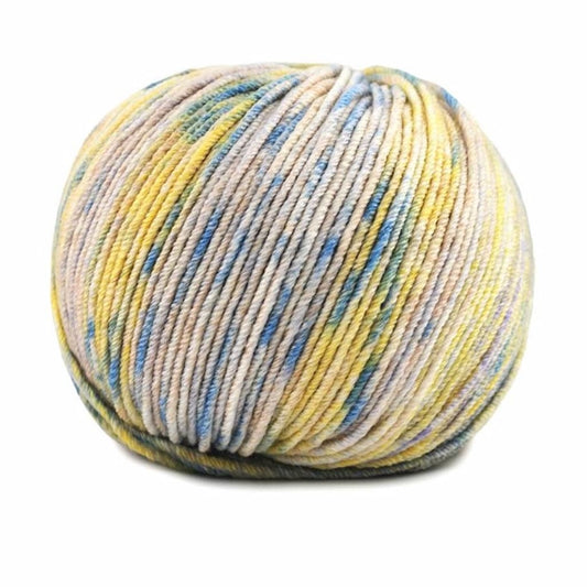 Ball of variegated yarn.