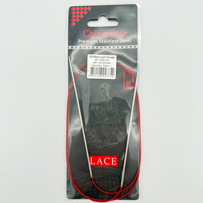 ChiaoGoo Red Lace Steel Circular Knitting Needles 32"