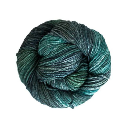 Ball of green and blue yarn.