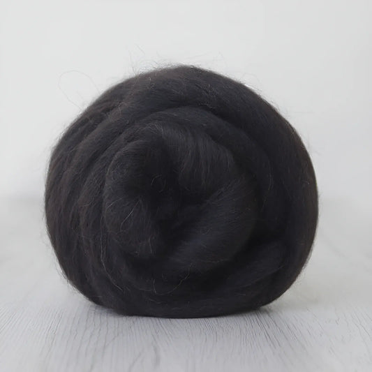 Superfine Natural Undyed Alpaca Top - Black