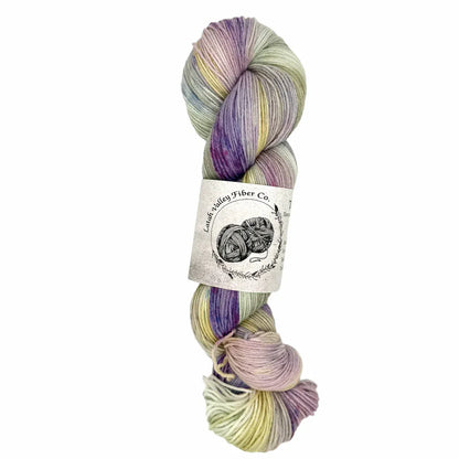 Blooms on Browne colorway, Latah Valley Fiber Co Spokane-themed merino nylon sock yarn