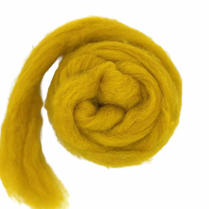 Paradise Fibers Solid Colored Carded Corriedale Sliver - Mustard