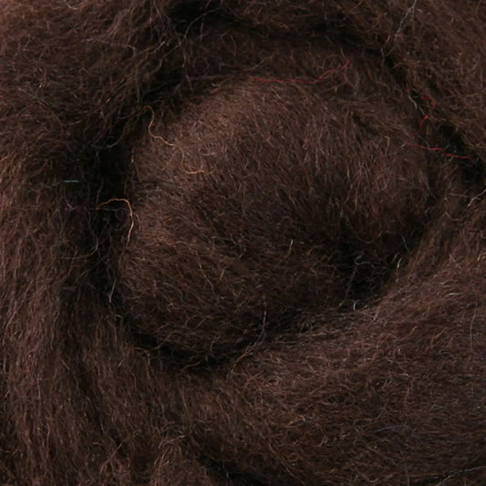 Ashford Solid Colored Corriedale Sliver - Chocolate