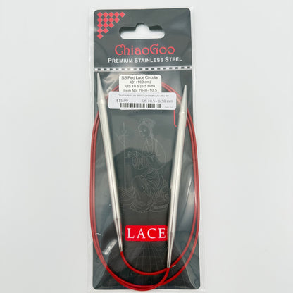 ChiaoGoo Red Lace Steel Circular Knitting Needles 32"
