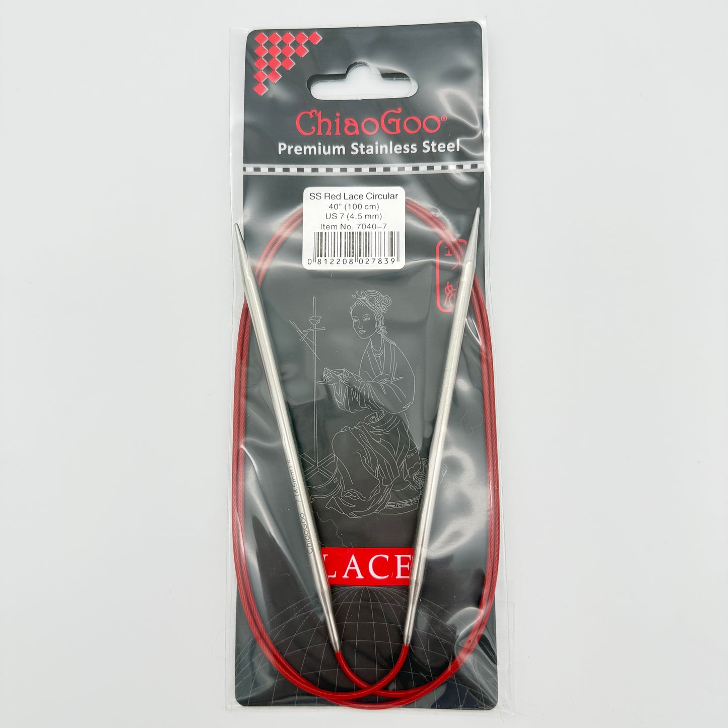 ChiaoGoo Red Lace Steel Circular Knitting Needles 32"