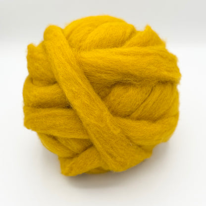 Paradise Fibers Solid Colored Carded Corriedale Sliver - Mustard