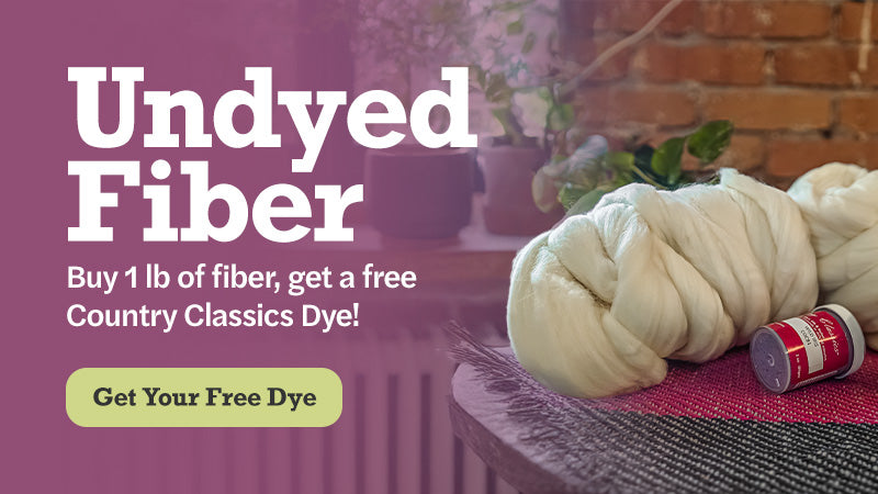 Unleash Creativity With Undyed Fiber: Add a pound of undyed fiber to your stash and get a free country classics dye!