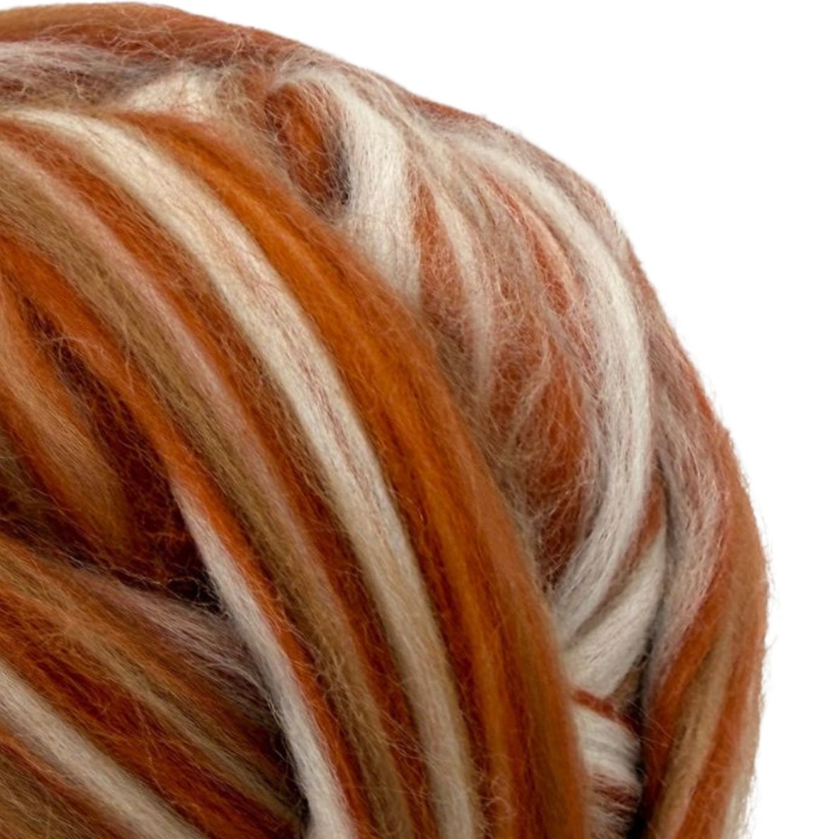 Moonlit Fox Merino and Cormo blend top in rust, fox orange and cream