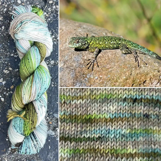 Green Spiny Lizard - Merino/Nylon Alder Fingering Yarn