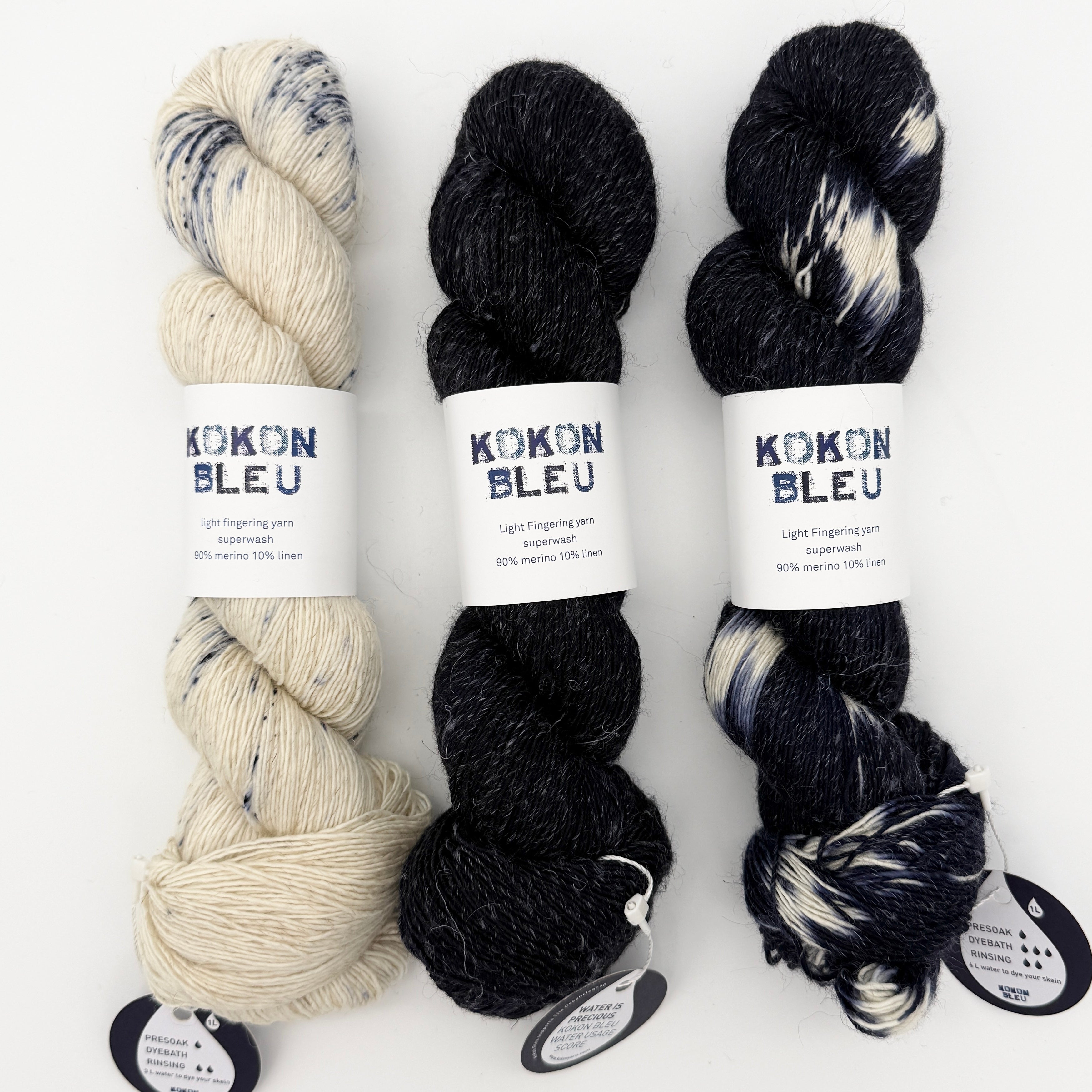 KOKON BLEU  fingerling yarn  毛糸 KOKON BLEU Merino Linen Fingering Yarn
