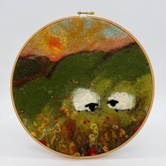 Wet Felting with Abbie | Sheep Landscape Wall Hanging