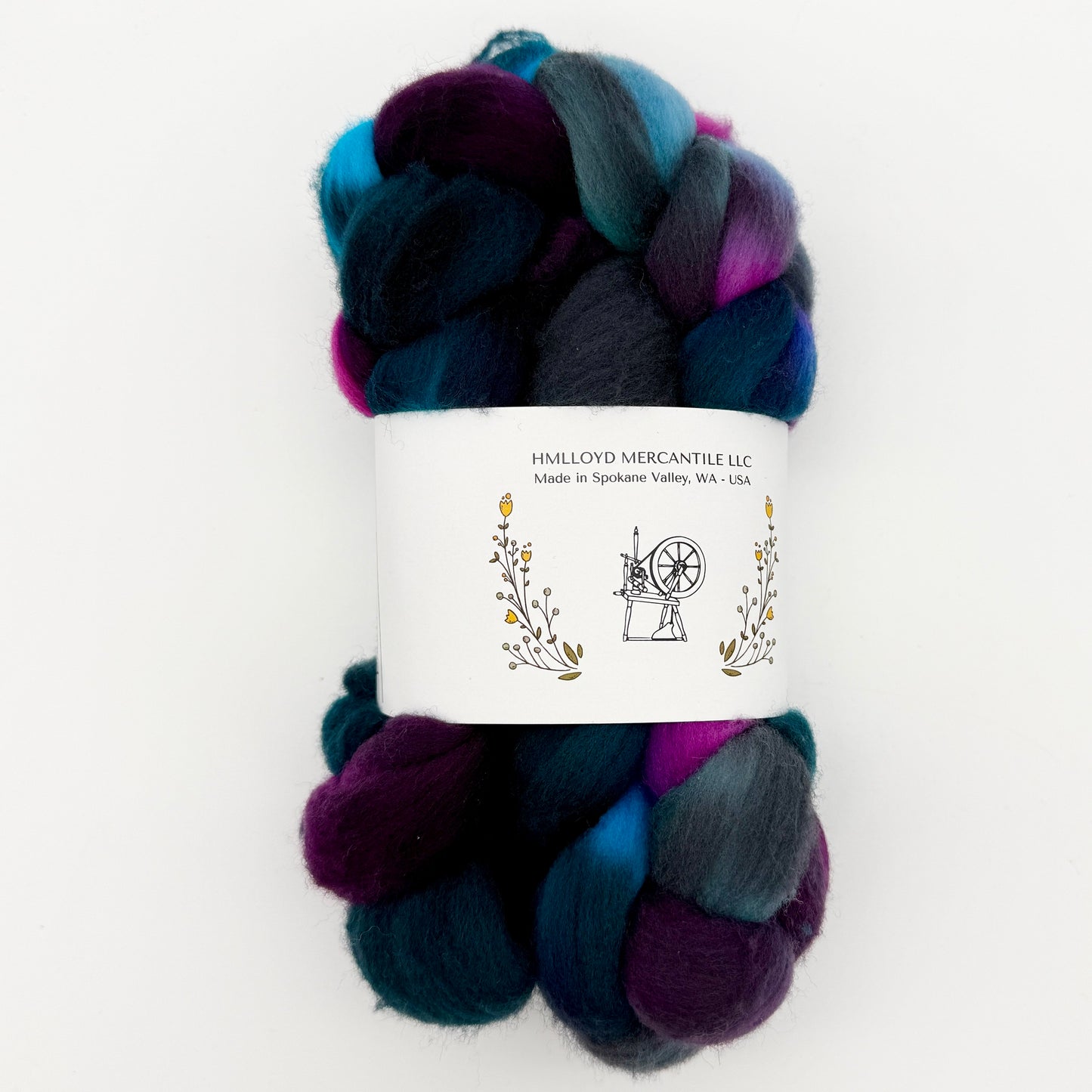 HMLLOYD MERCANTILE LLC Spokane Themed Hand Dyed Roving Fiber Braids