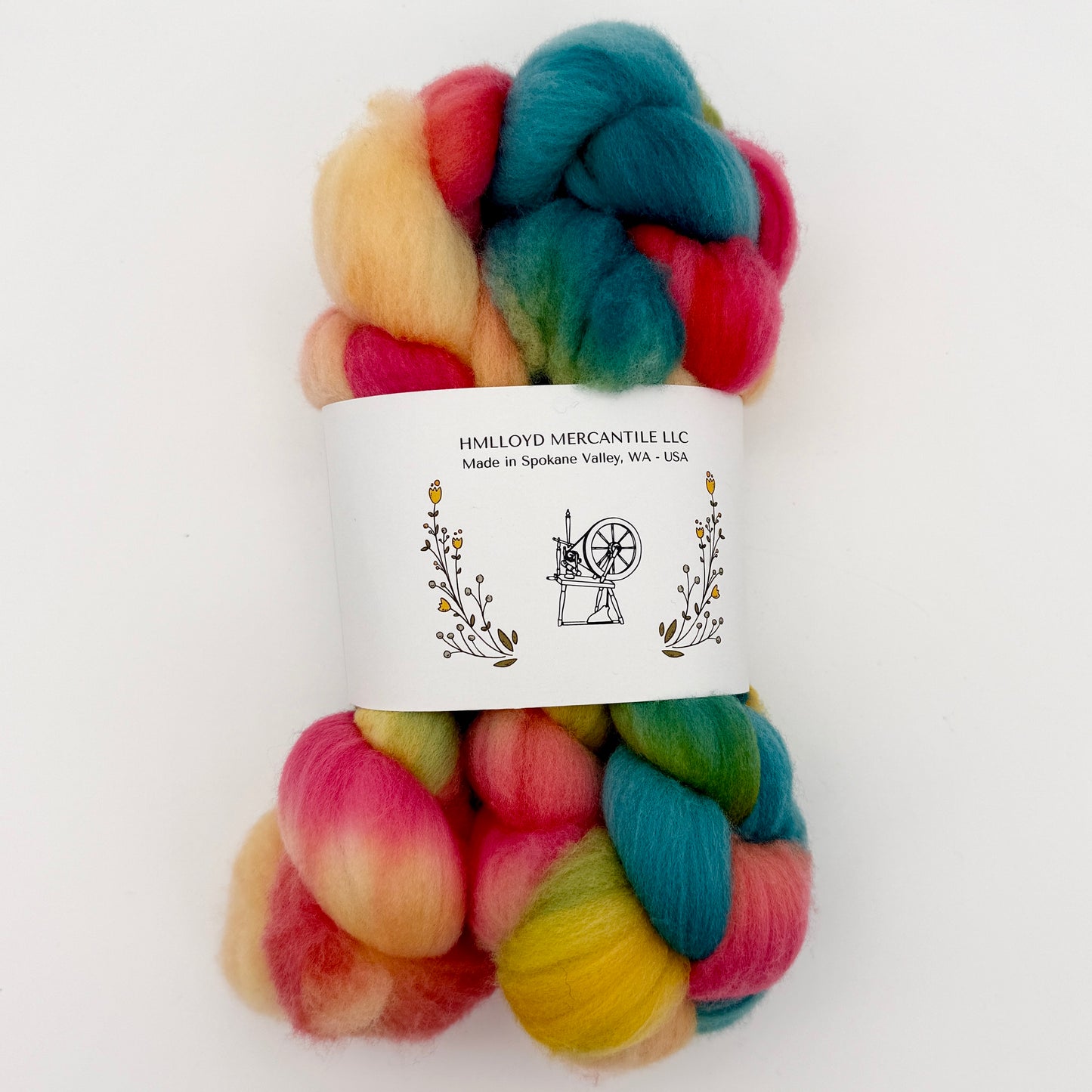 HMLLOYD MERCANTILE LLC Spokane Themed Hand Dyed Roving Fiber Braids