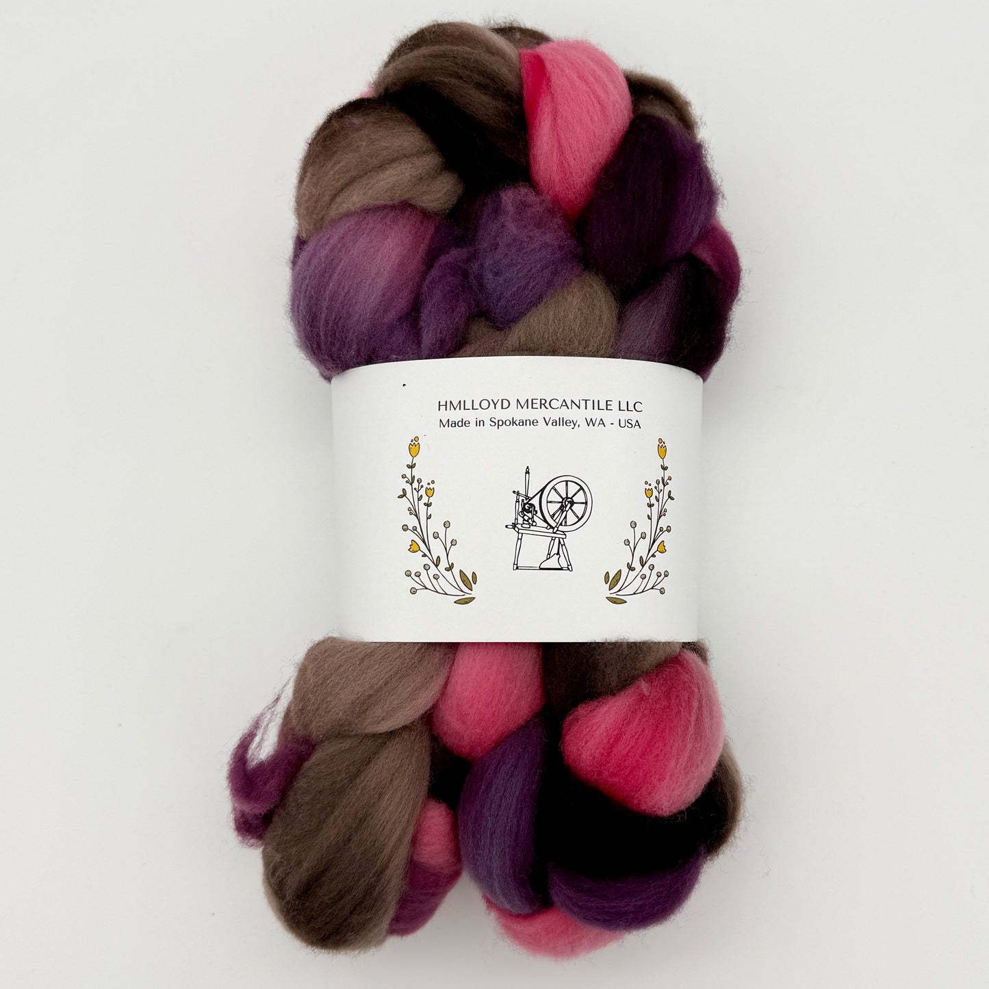 HMLLOYD MERCANTILE LLC Spokane Themed Hand Dyed Roving Fiber Braids