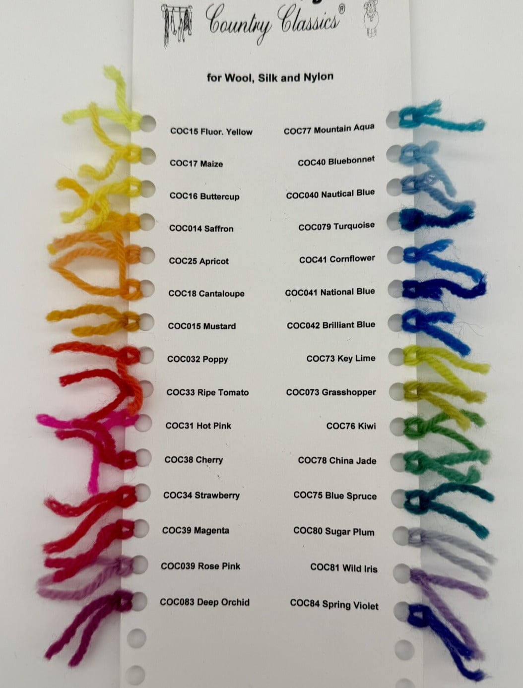 Country Classics Dyes (easy to use for animal fibers and nylon)