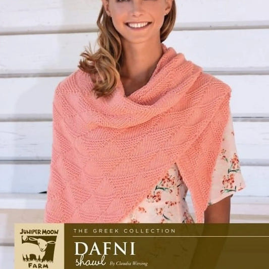 Juniper Moon Dafni Shawl - Woman wearing pink shawl