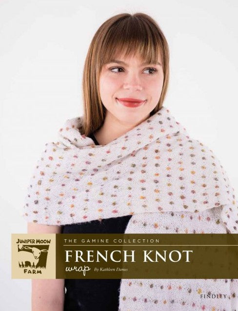 Woman wearing Juniper Moon French Knot Wrap