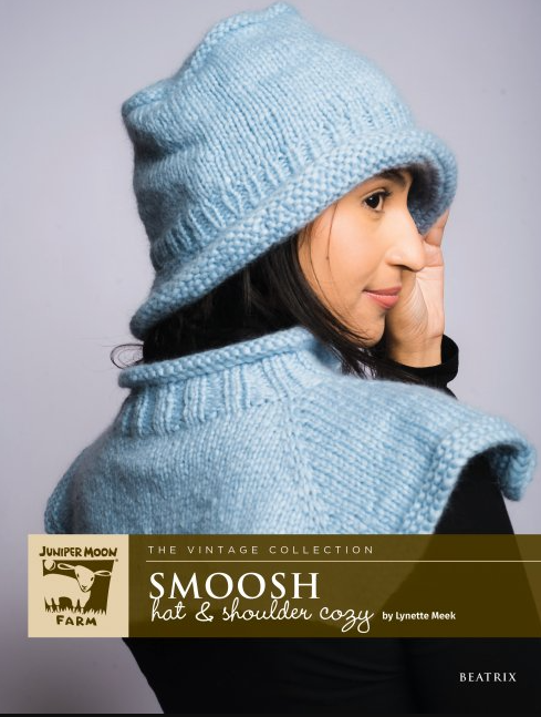Juniper Moon hat & shoulder cozy in light blue