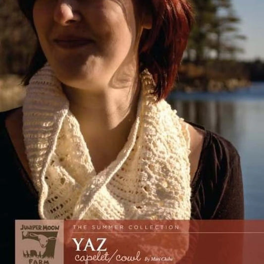 Woman wearing Juniper Moon Yaz Capelet Cowl