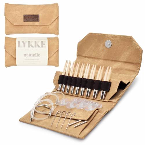 Lykke Naturale - 3.5 Interchangeable Knitting Needle Set Tan Denim