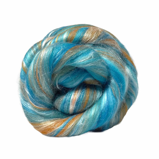 Kingfisher - Merino & Tussah Silk Fiber Top Blend