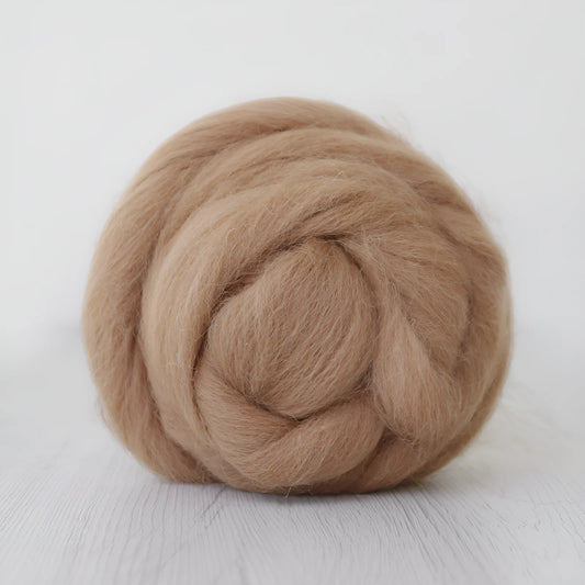 Superfine Natural Undyed Alpaca Top - Light Brown