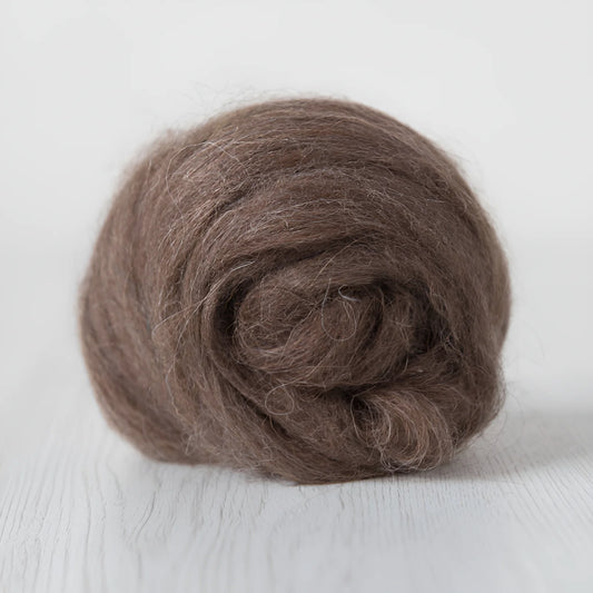 Superfine Natural Undyed Alpaca Top - Mixed Dark Brown