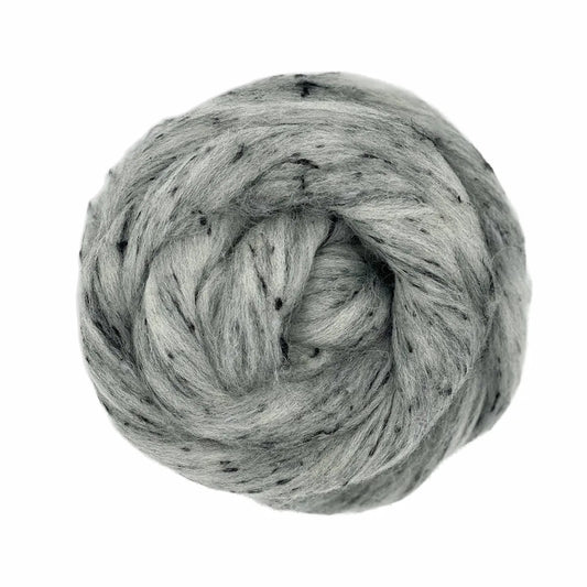 Railway Grey Wool & Viscose Tweed Roving Fiber Blend
